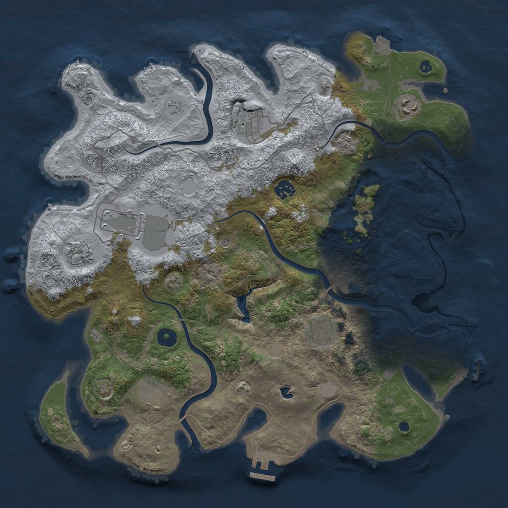 Rust Map: Procedural Map, Size: 4000, Seed: 4777, 14 Monuments