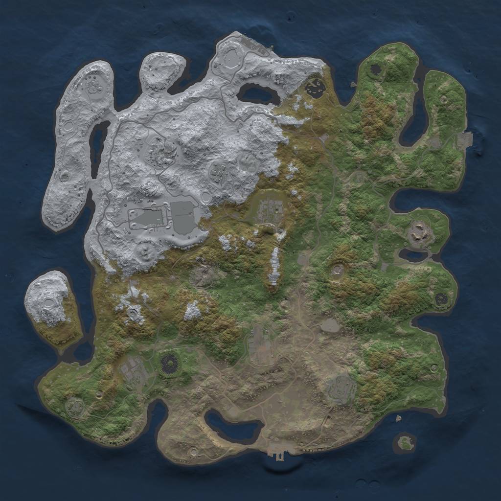 Rust Map: Procedural Map, Size: 4000, Seed: 1801829328, 17 Monuments