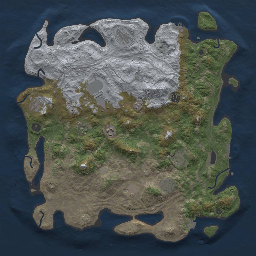 Rust Map: Procedural Map, Size: 4250, Seed: 861838600, 18 Monuments