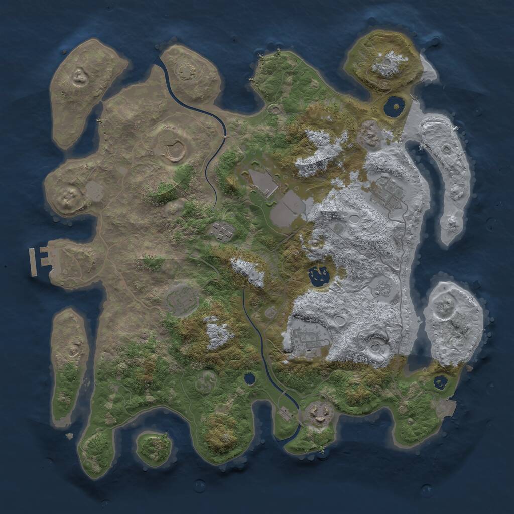 Rust Map: Procedural Map, Size: 3700, Seed: 2105240182, 13 Monuments