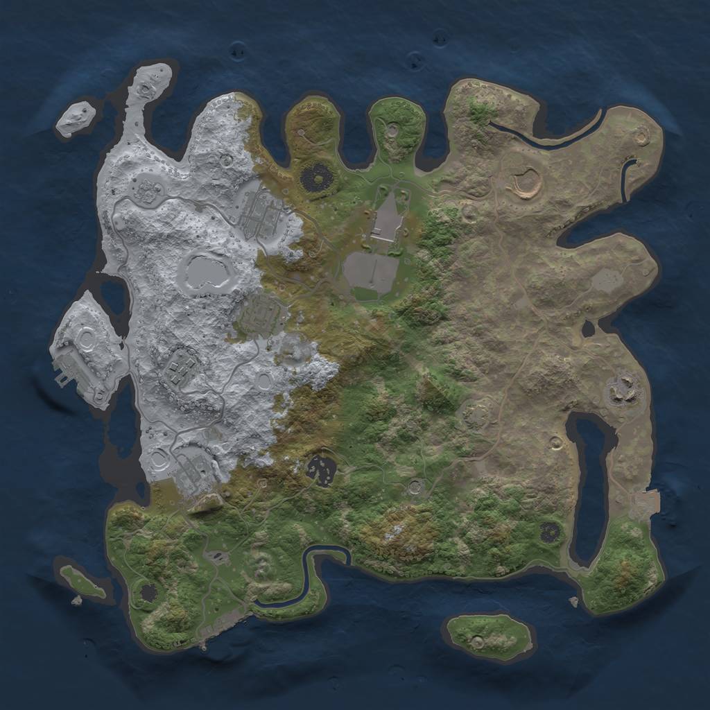 Rust Map: Procedural Map, Size: 3500, Seed: 841137, 16 Monuments
