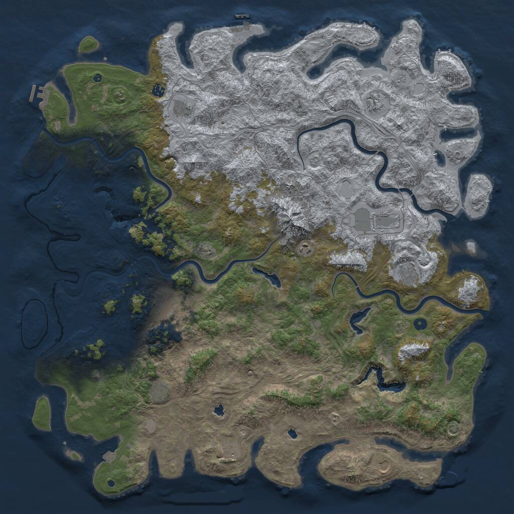 Rust Map: Procedural Map, Size: 6000, Seed: 455508110, 17 Monuments