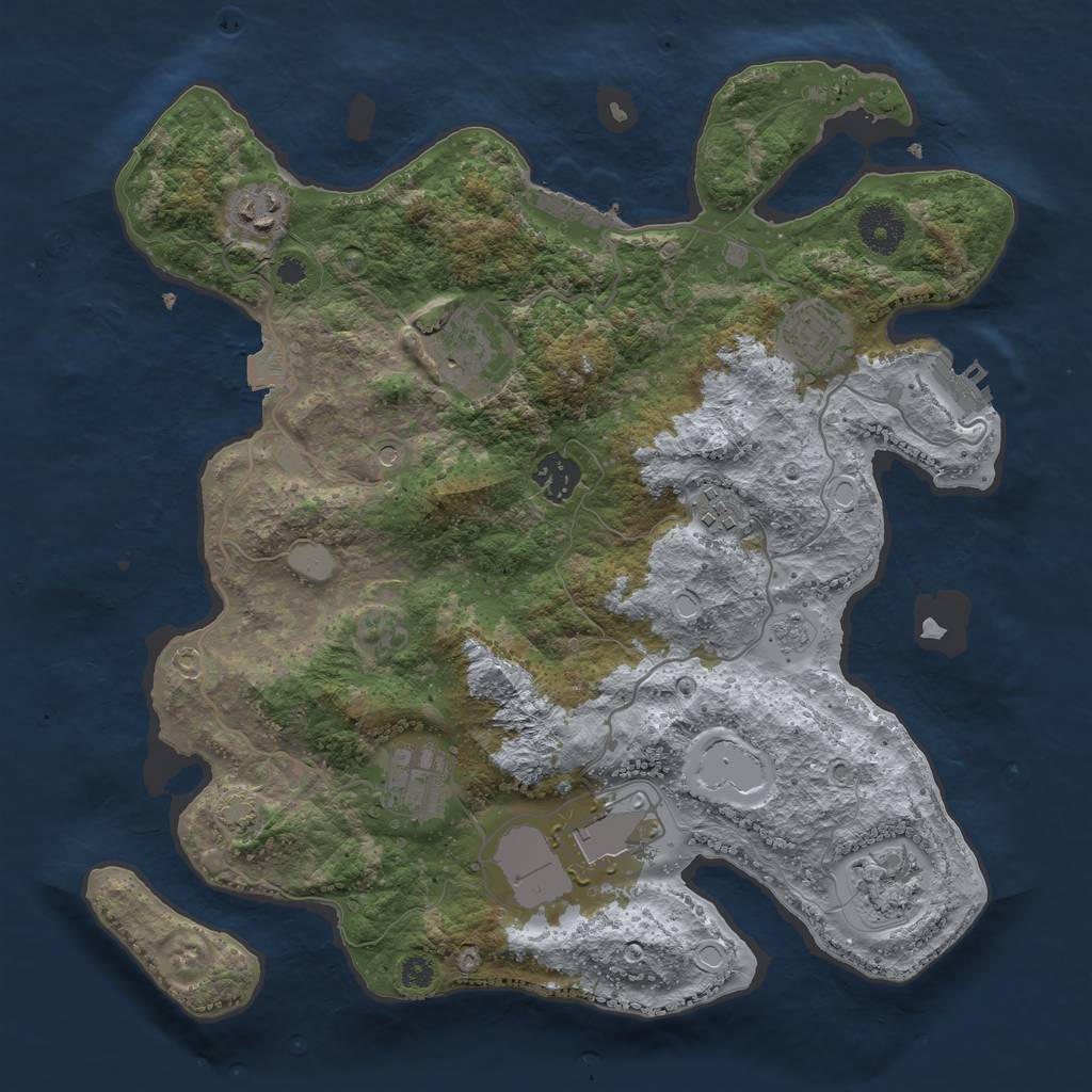 Rust Map: Procedural Map, Size: 3500, Seed: 118114322, 16 Monuments