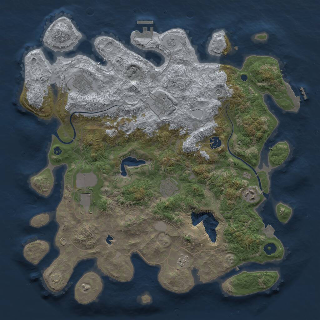 Rust Map: Procedural Map, Size: 4000, Seed: 748205500, 13 Monuments