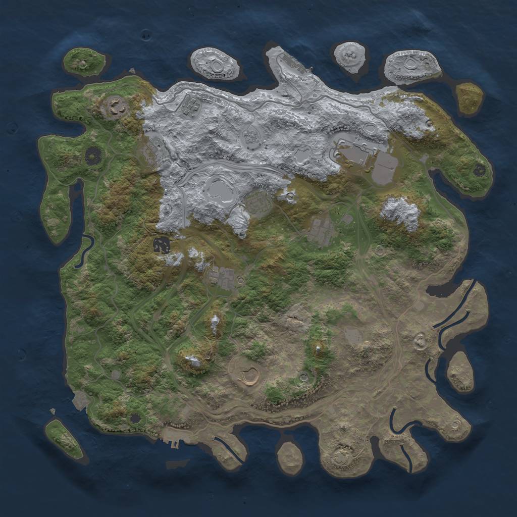 Rust Map: Procedural Map, Size: 4250, Seed: 875478978, 17 Monuments