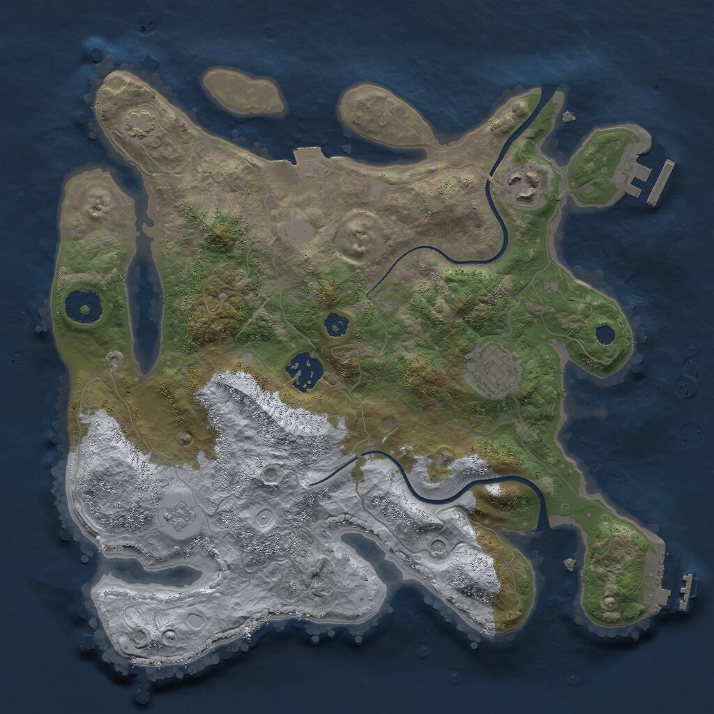 Rust Map: Procedural Map, Size: 3000, Seed: 22083, 9 Monuments