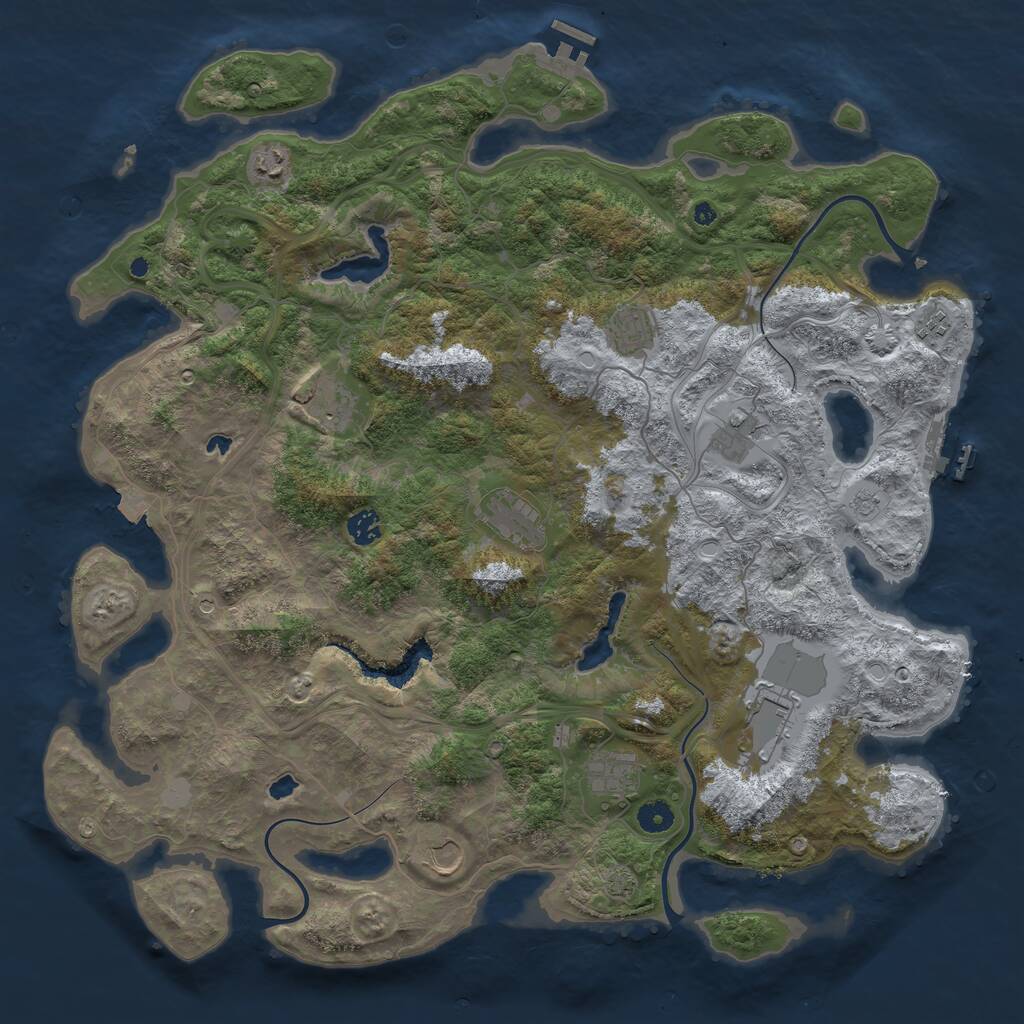Rust Map: Procedural Map, Size: 4500, Seed: 1086974461, 16 Monuments