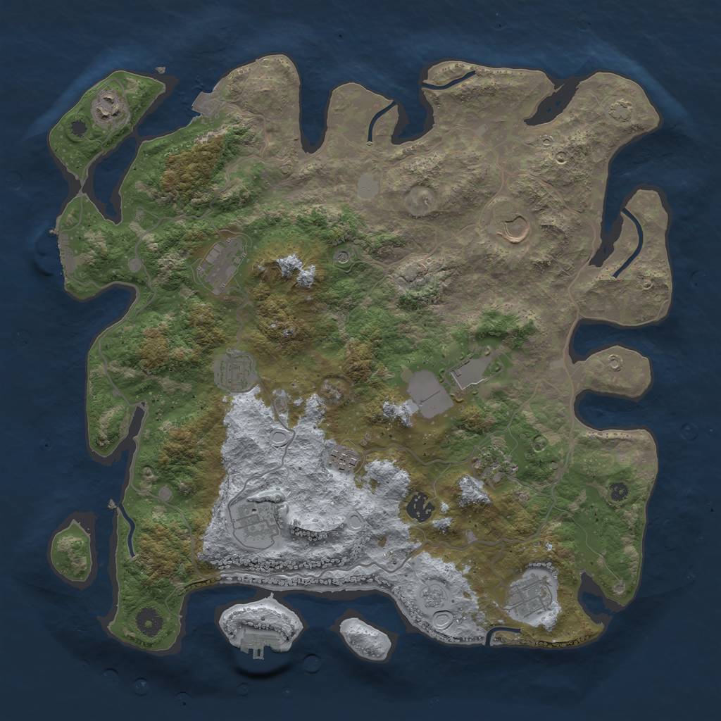 Rust Map: Procedural Map, Size: 4000, Seed: 1045664341, 18 Monuments
