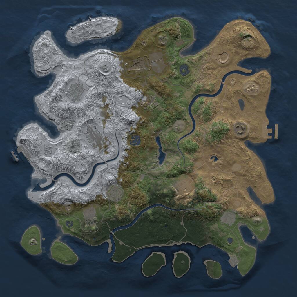 Rust Map: Procedural Map, Size: 4000, Seed: 245040449, 19 Monuments