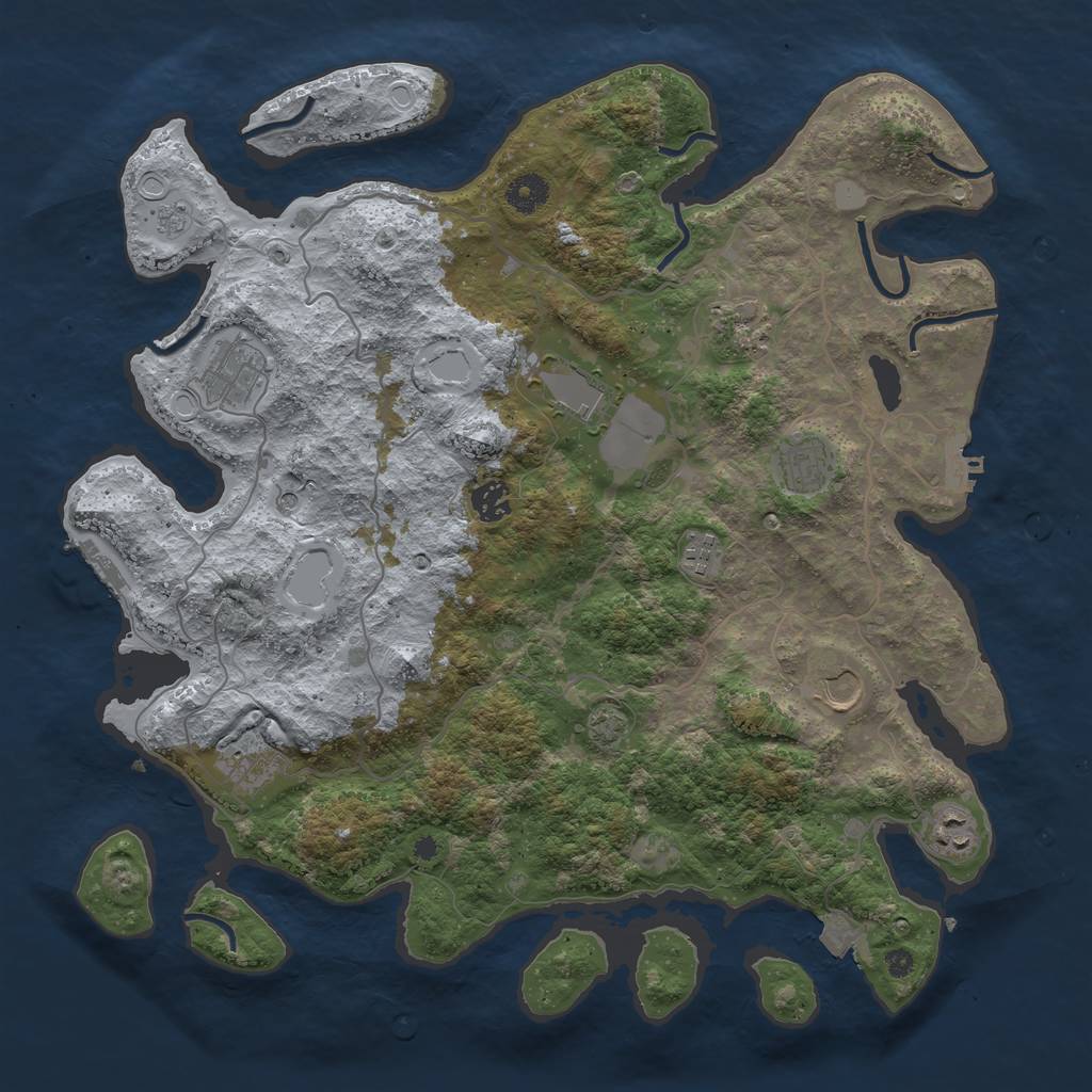 Rust Map: Procedural Map, Size: 4000, Seed: 245040449, 17 Monuments
