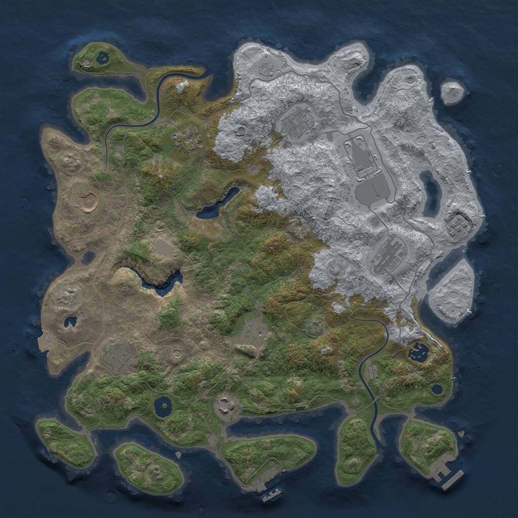 Rust Map: Procedural Map, Size: 4000, Seed: 20230811, 16 Monuments