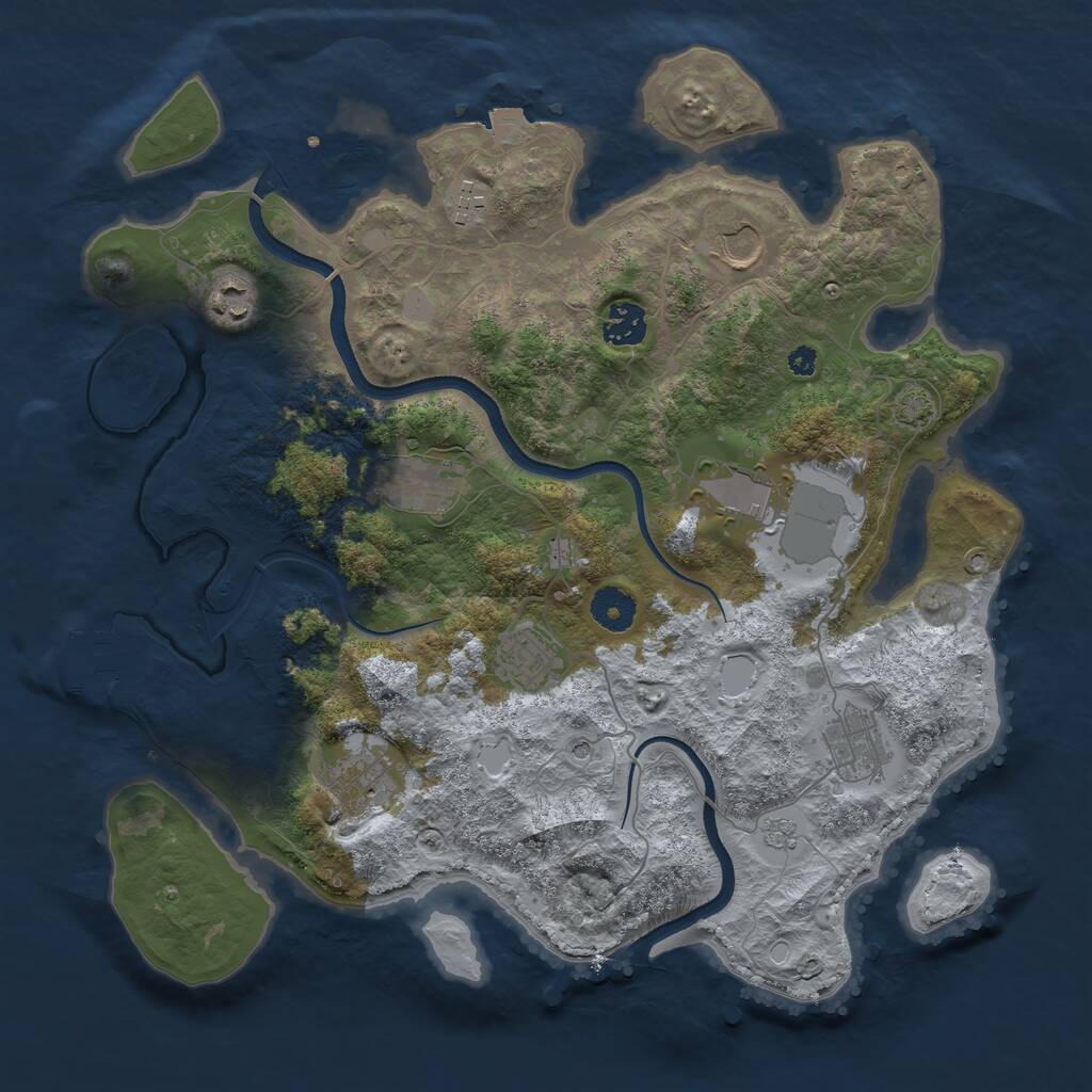Rust Map: Procedural Map, Size: 3700, Seed: 2032910050, 14 Monuments
