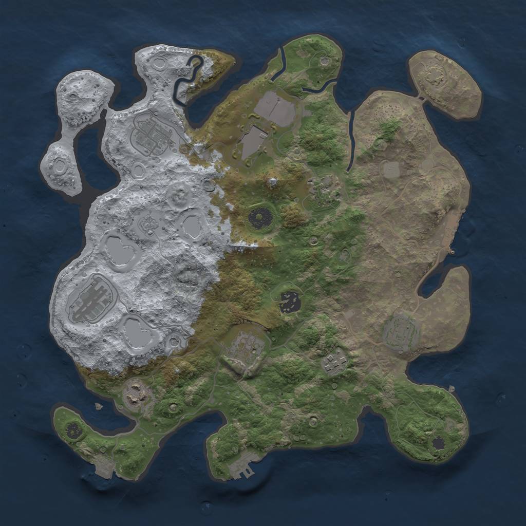 Rust Map: Procedural Map, Size: 3500, Seed: 1081962655, 17 Monuments