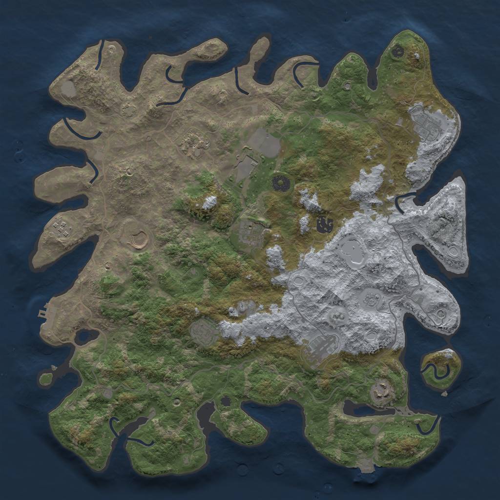 Rust Map: Procedural Map, Size: 4200, Seed: 1127994275, 17 Monuments