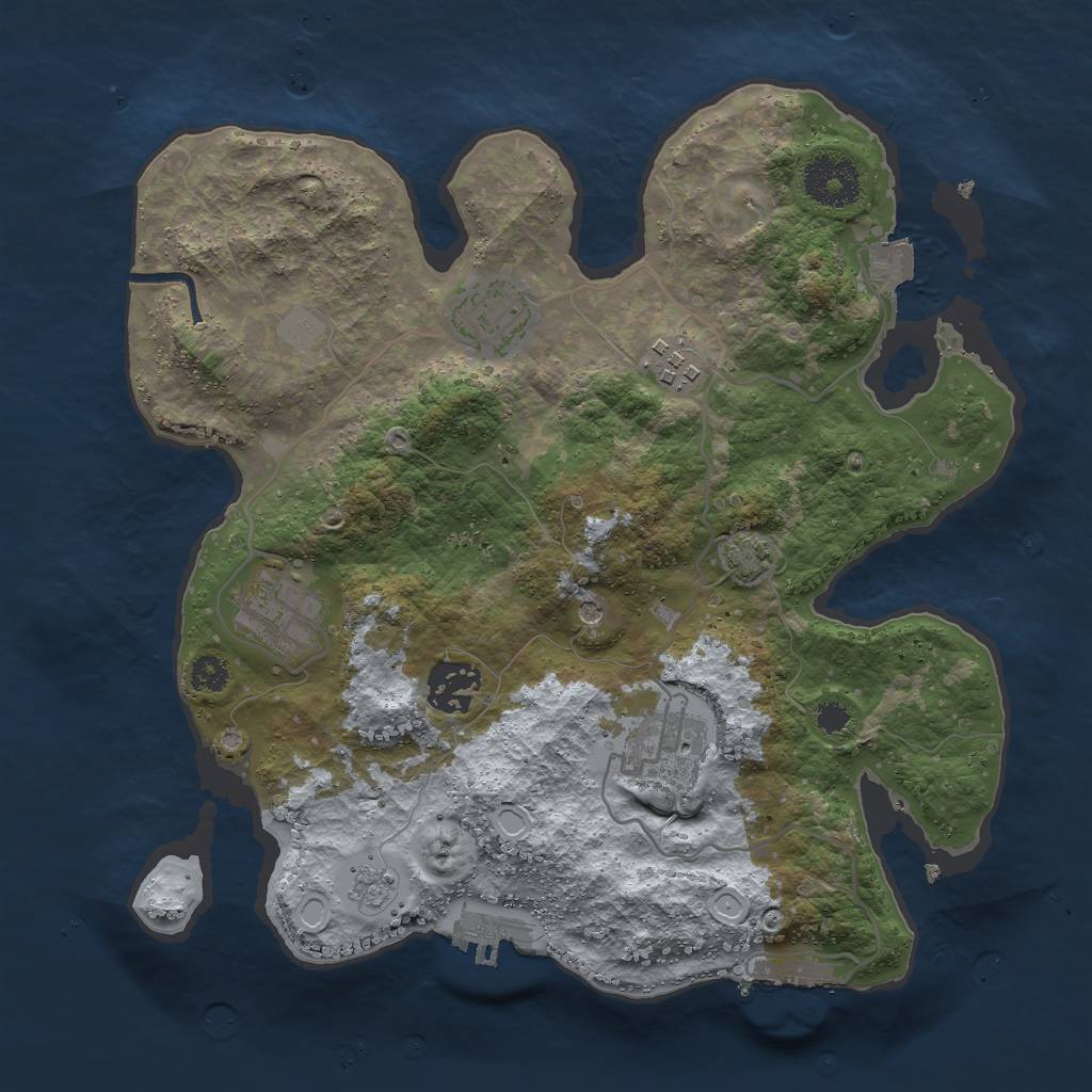 Rust Map: Procedural Map, Size: 3000, Seed: 1875429131, 13 Monuments