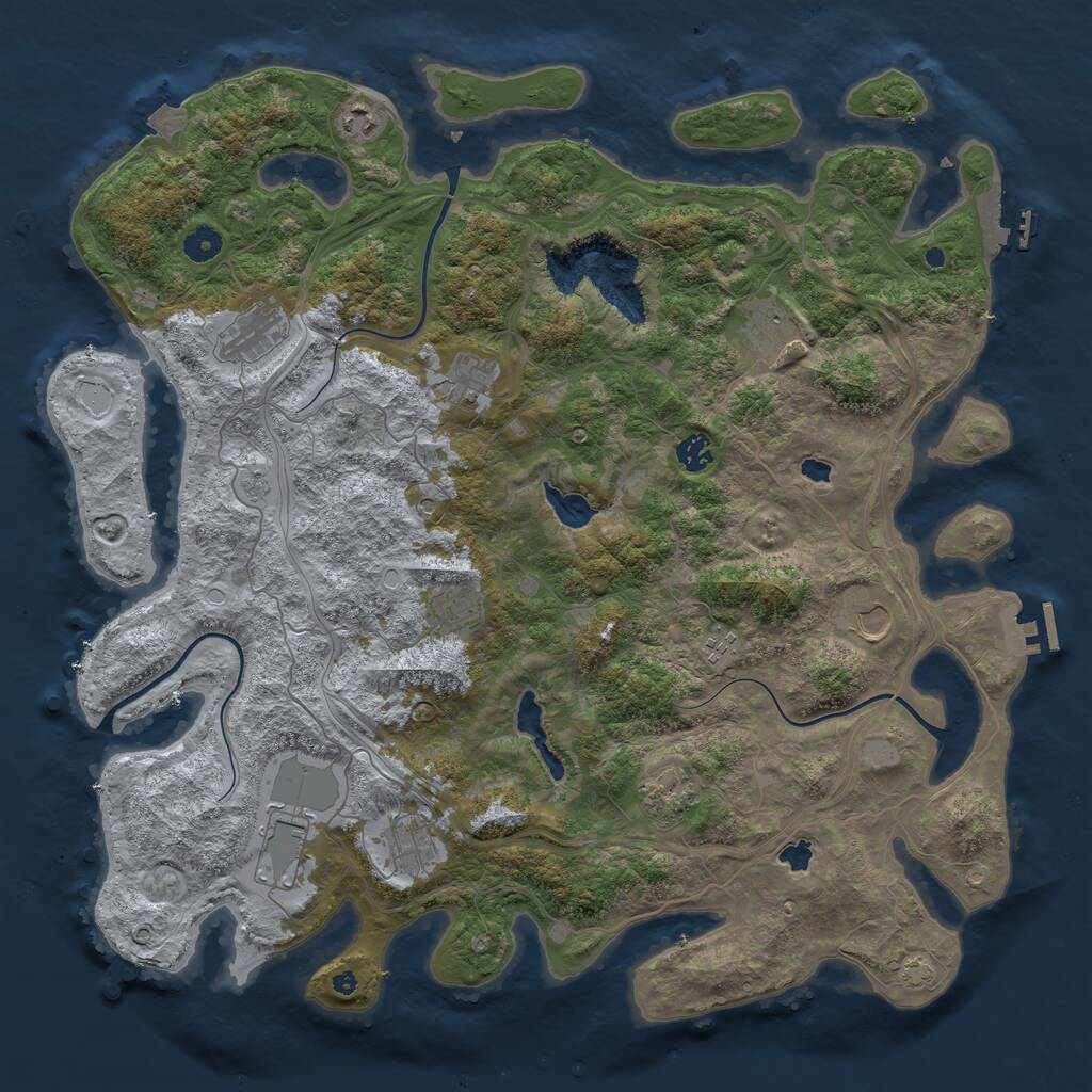 Rust Map: Procedural Map, Size: 4500, Seed: 1813506735, 17 Monuments
