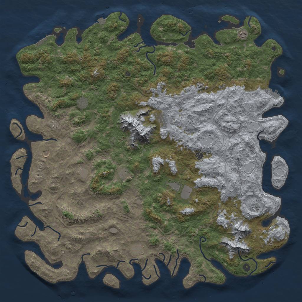 Rust Map: Procedural Map, Size: 6000, Seed: 898006853, 19 Monuments