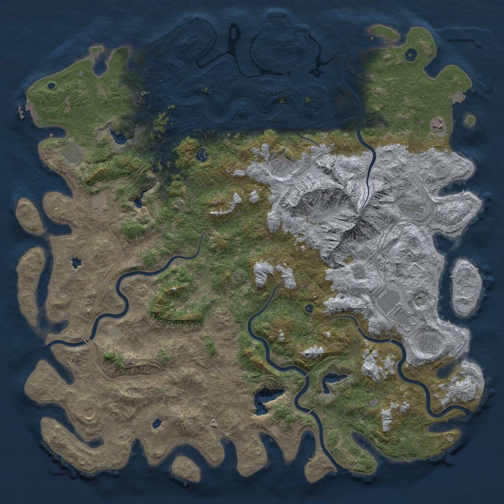 Rust Map: Procedural Map, Size: 6000, Seed: 898006853, 17 Monuments