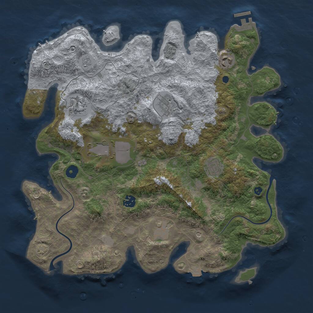 Rust Map: Procedural Map, Size: 3750, Seed: 230803011, 13 Monuments