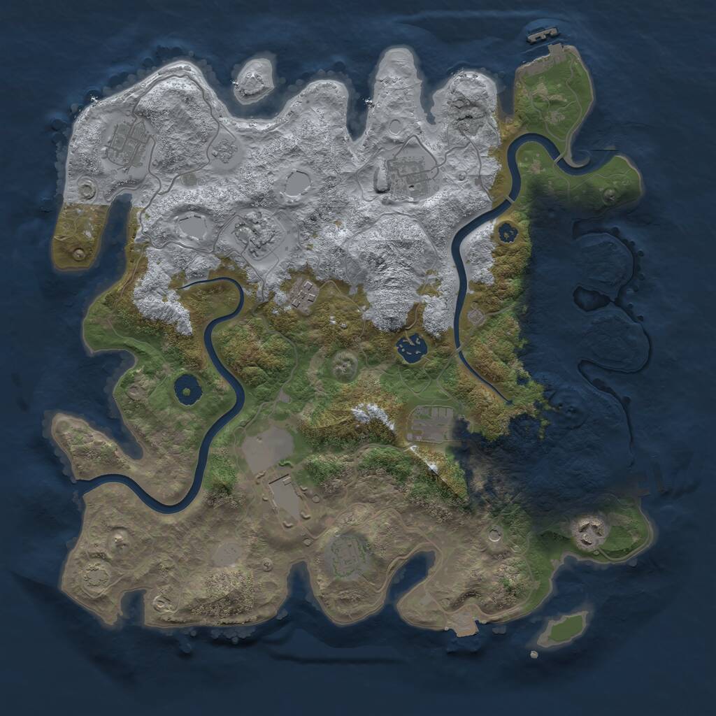 Rust Map: Procedural Map, Size: 3750, Seed: 230803011, 15 Monuments