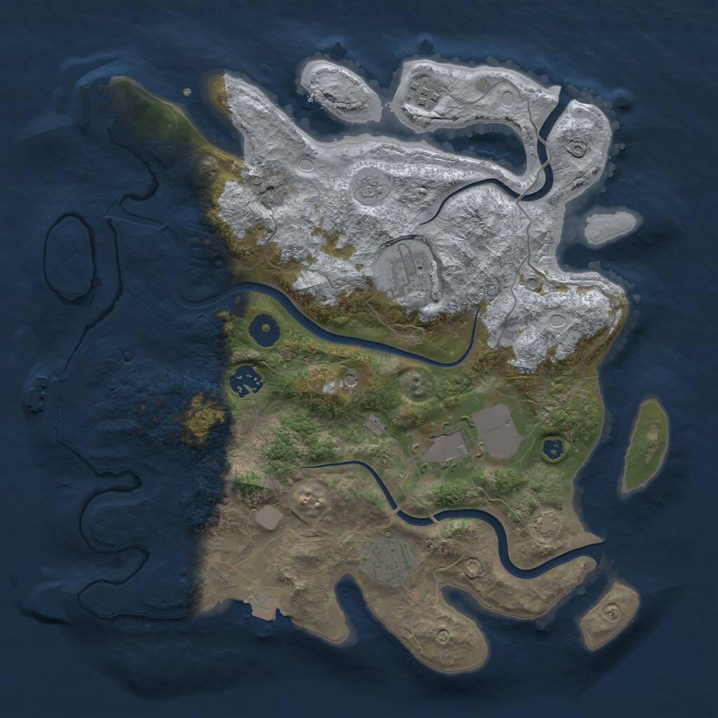 Rust Map: Procedural Map, Size: 3500, Seed: 84564, 11 Monuments