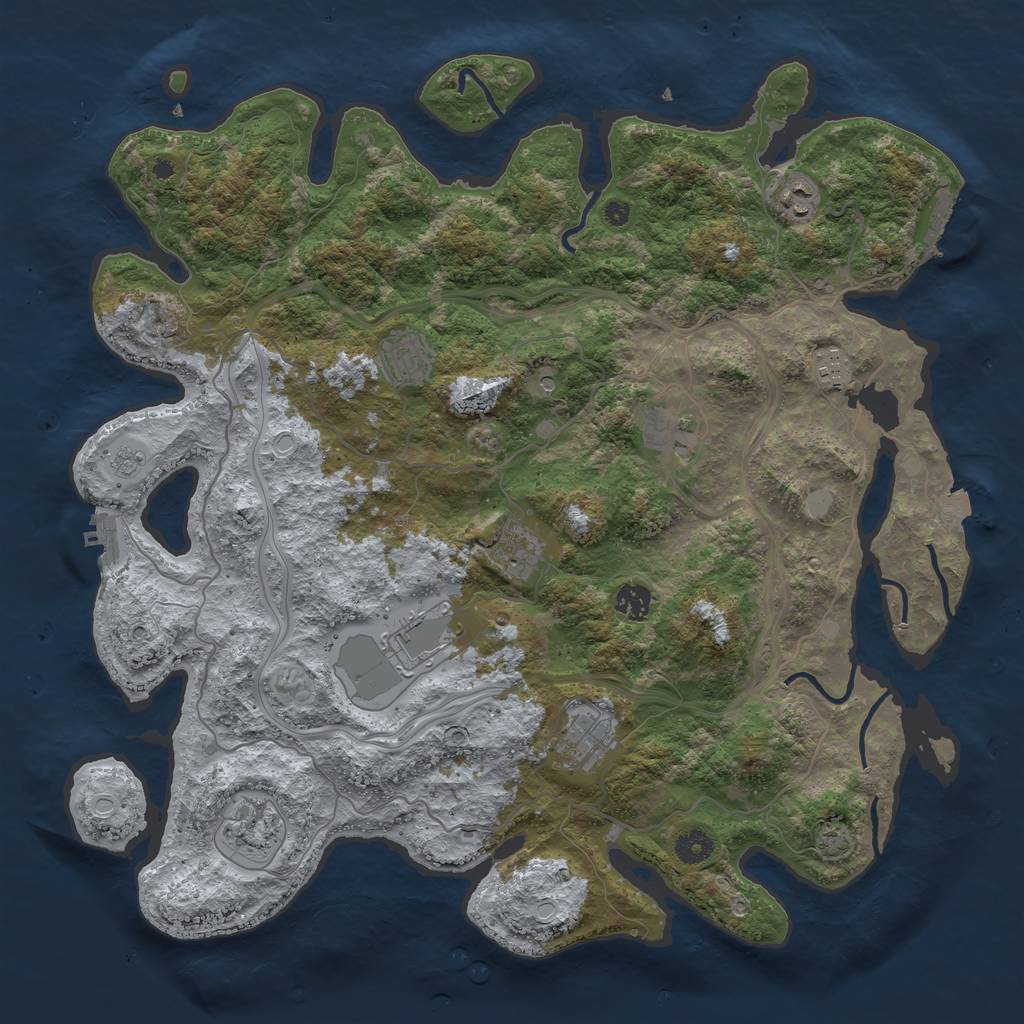 Rust Map: Procedural Map, Size: 4250, Seed: 883542397, 17 Monuments