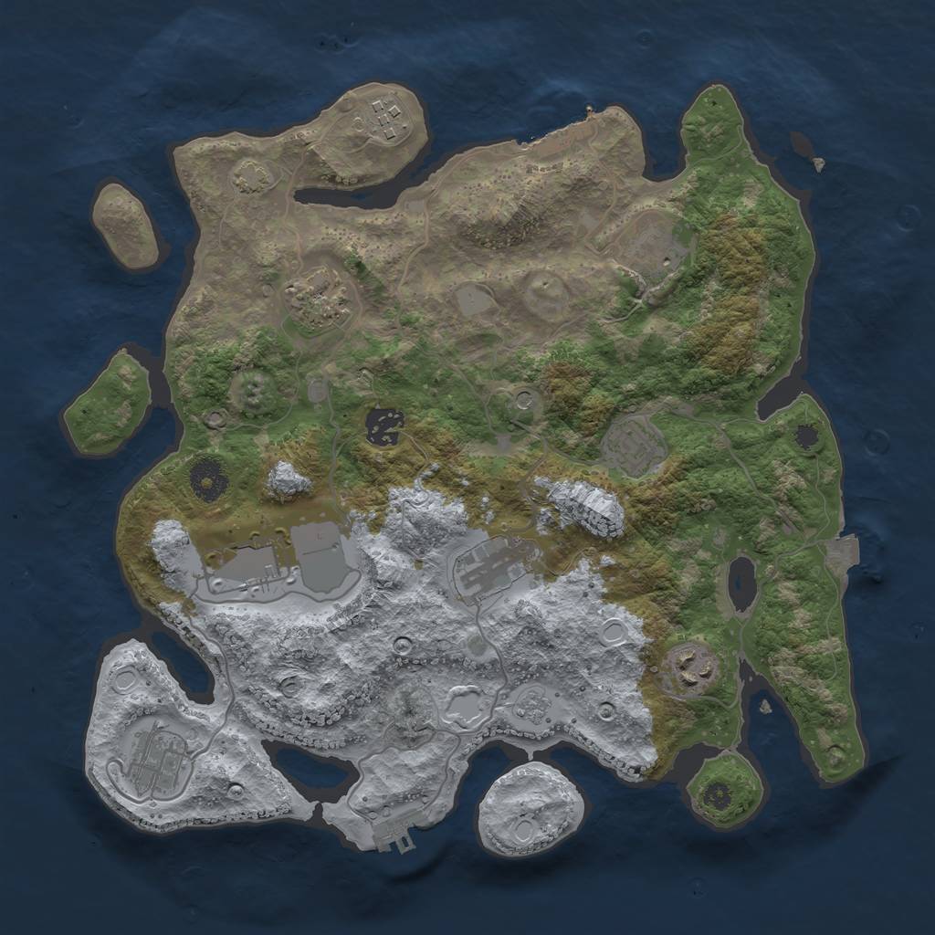 Rust Map: Procedural Map, Size: 3500, Seed: 720523168, 17 Monuments