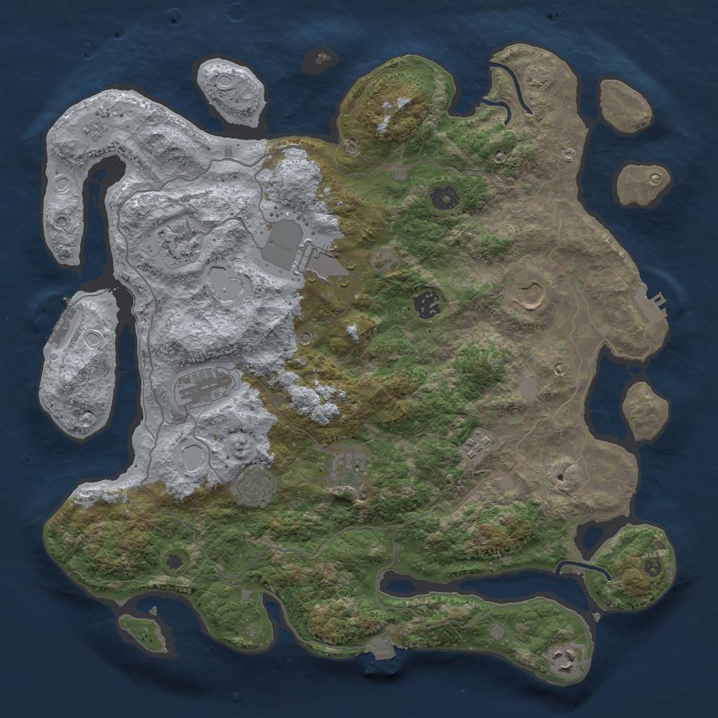 Rust Map: Procedural Map, Size: 4000, Seed: 1450675508, 17 Monuments