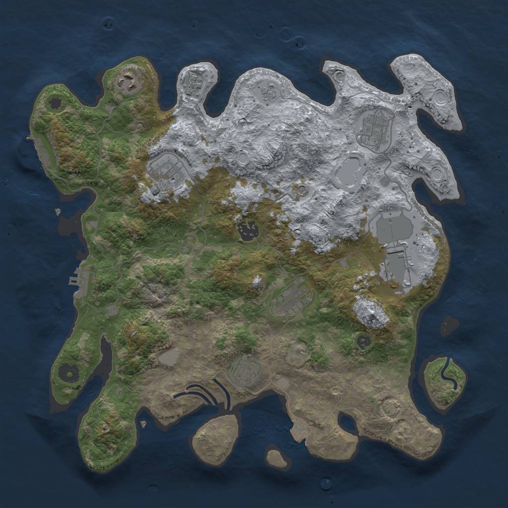 Rust Map: Procedural Map, Size: 3700, Seed: 1650203245, 16 Monuments