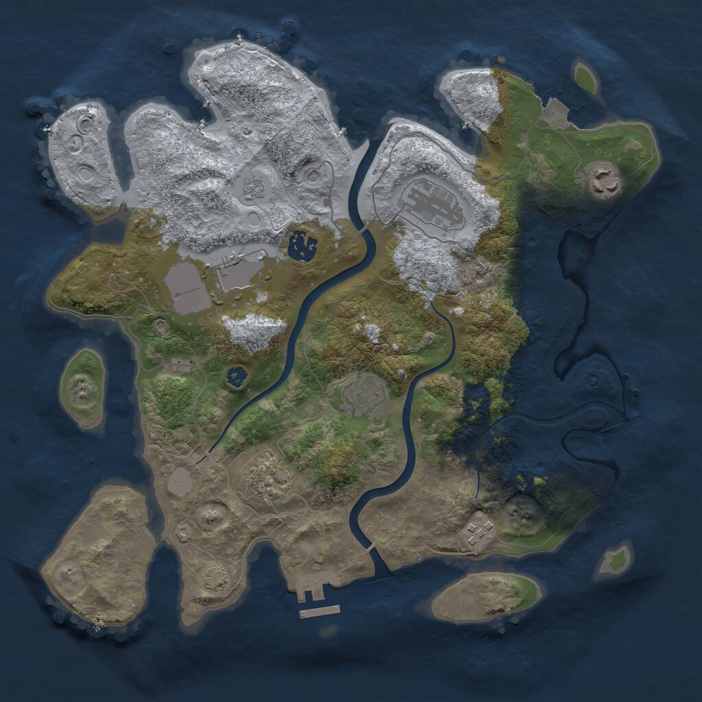 Rust Map: Procedural Map, Size: 3500, Seed: 2491630, 12 Monuments