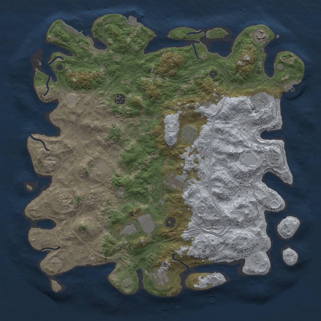 Rust Map: Procedural Map, Size: 4500, Seed: 554803722, 18 Monuments