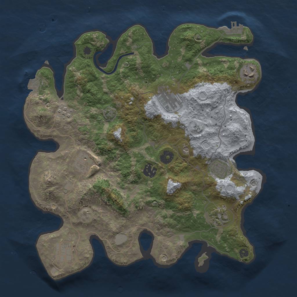 Rust Map: Procedural Map, Size: 3299, Seed: 23443, 15 Monuments