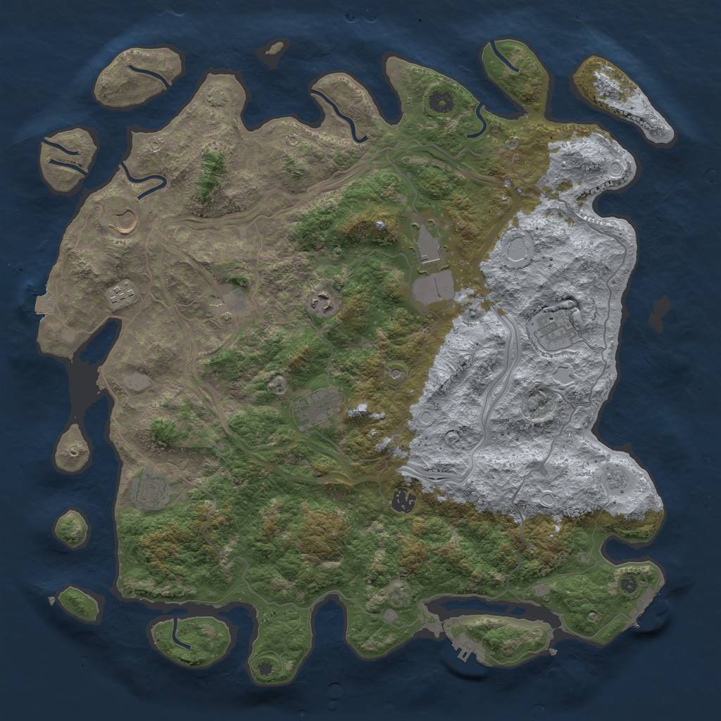 Rust Map: Procedural Map, Size: 4500, Seed: 636616, 17 Monuments