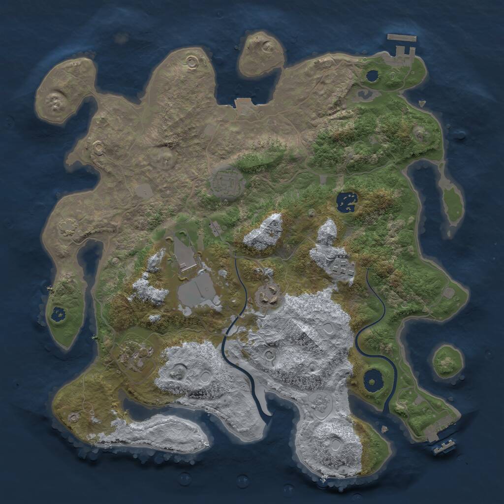 Rust Map: Procedural Map, Size: 3500, Seed: 1461443313, 12 Monuments