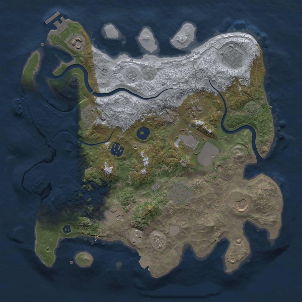 Rust Map: Procedural Map, Size: 3500, Seed: 1930854798, 16 Monuments