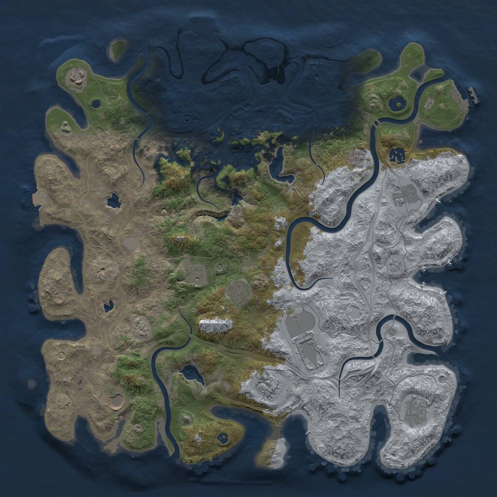 Rust Map: Procedural Map, Size: 4500, Seed: 1158862415, 16 Monuments