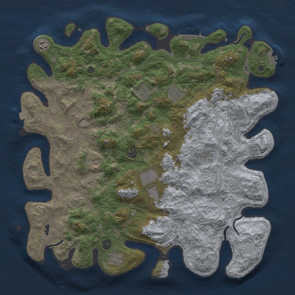 Rust Map: Procedural Map, Size: 4500, Seed: 1158862415, 18 Monuments