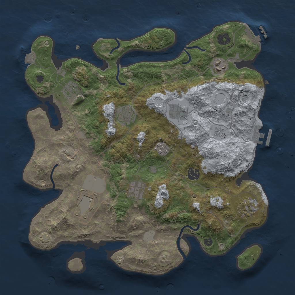 Rust Map: Procedural Map, Size: 3500, Seed: 483226572, 17 Monuments
