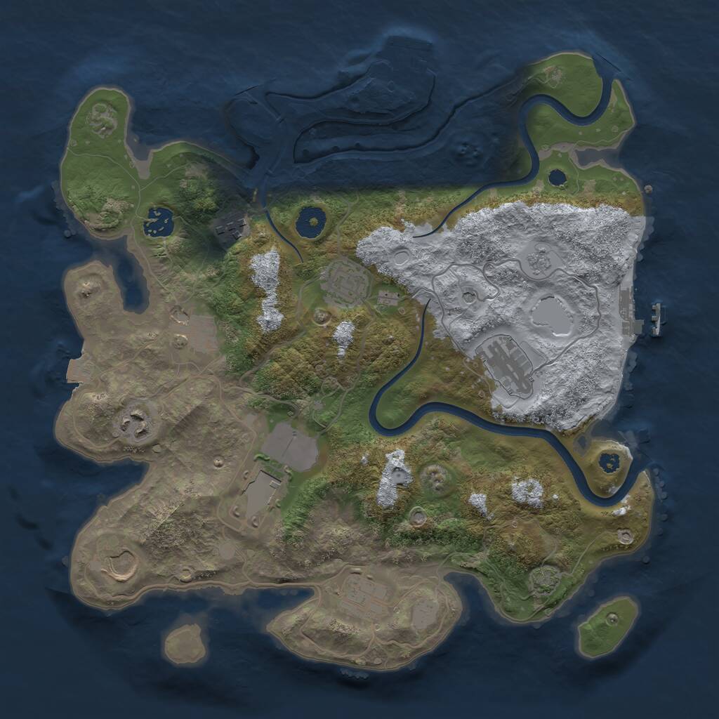 Rust Map: Procedural Map, Size: 3500, Seed: 483226572, 15 Monuments