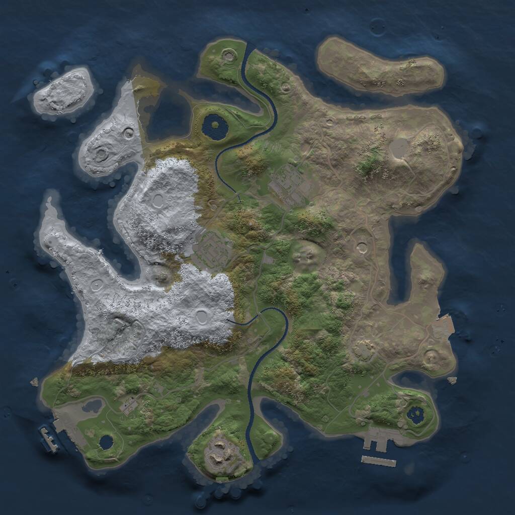 Rust Map: Procedural Map, Size: 3000, Seed: 11327, 8 Monuments