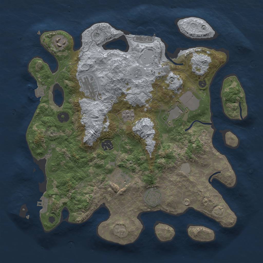 Rust Map: Procedural Map, Size: 3500, Seed: 1914559356, 15 Monuments