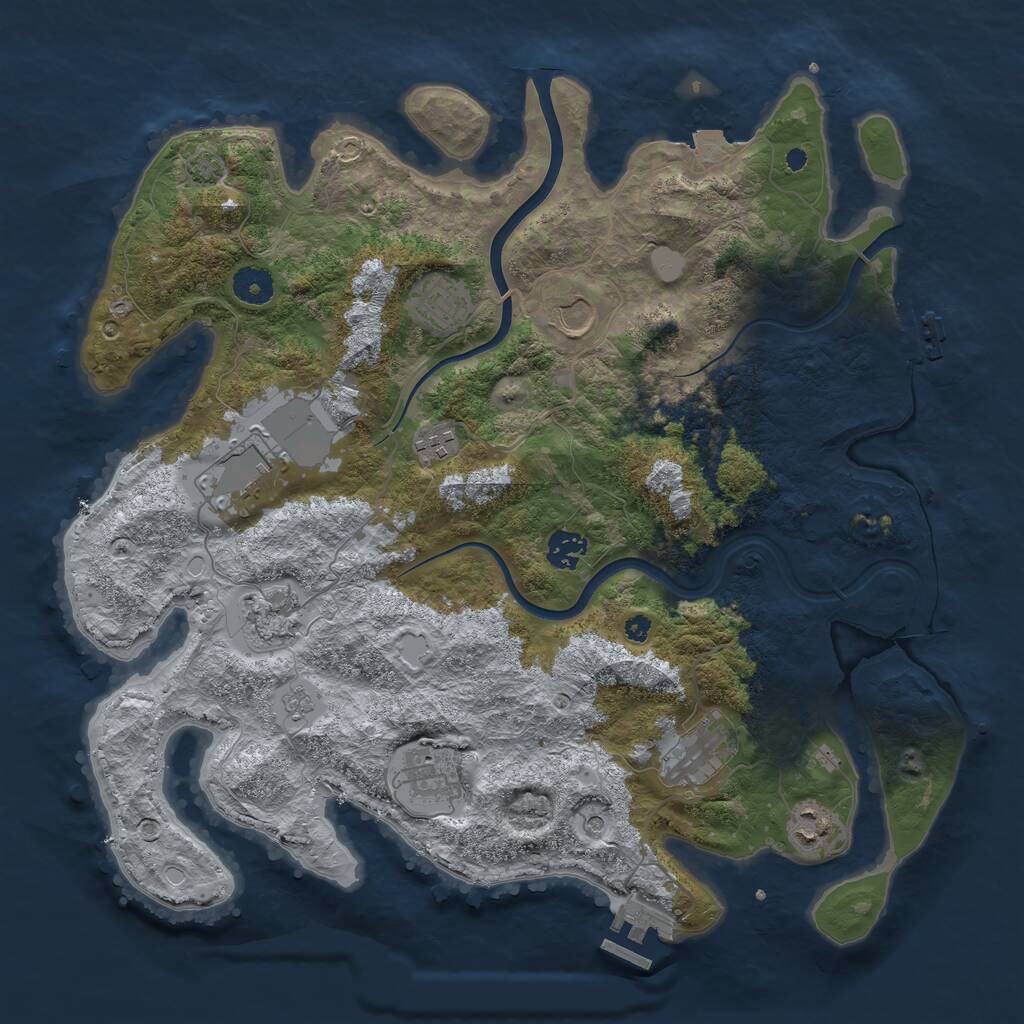 Rust Map: Procedural Map, Size: 3889, Seed: 4675, 15 Monuments