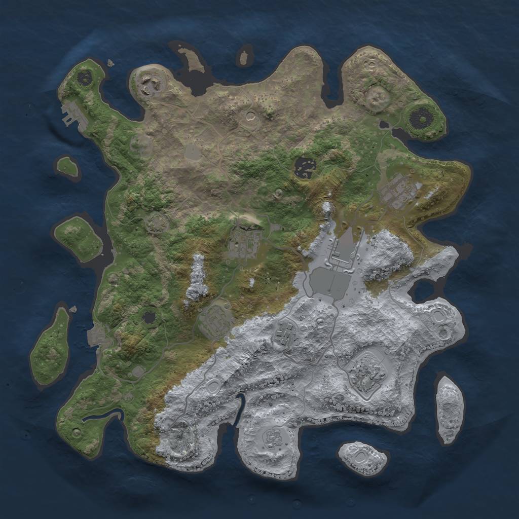 Rust Map: Procedural Map, Size: 3500, Seed: 65879841, 15 Monuments