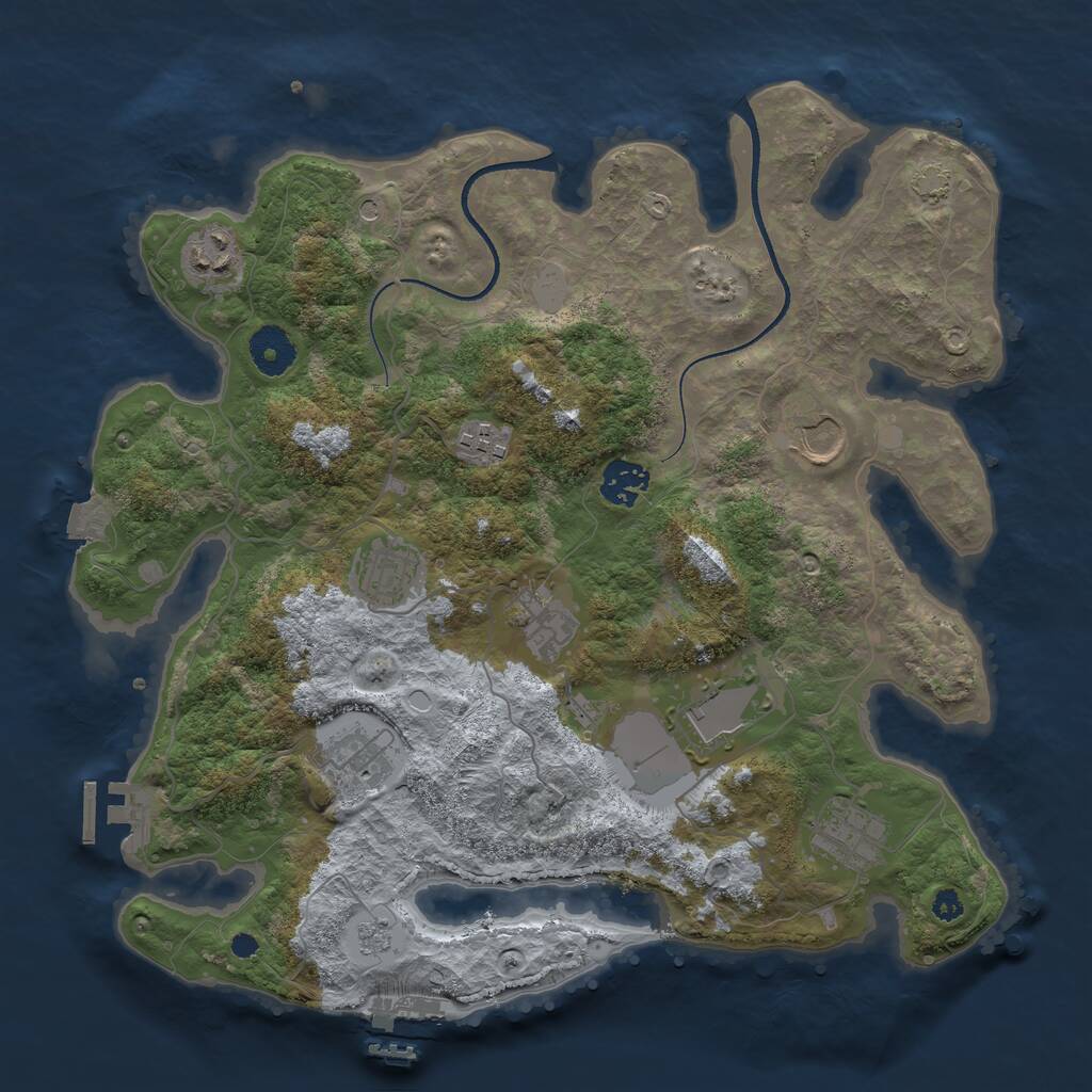 Rust Map: Procedural Map, Size: 3500, Seed: 2048648000, 15 Monuments