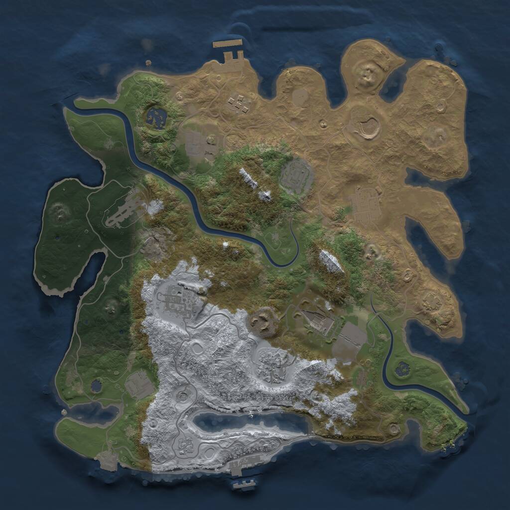 Rust Map: Procedural Map, Size: 3500, Seed: 2048648000, 19 Monuments