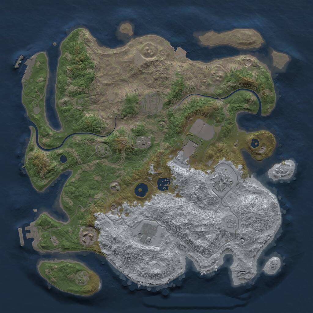 Rust Map: Procedural Map, Size: 3500, Seed: 491040850, 13 Monuments