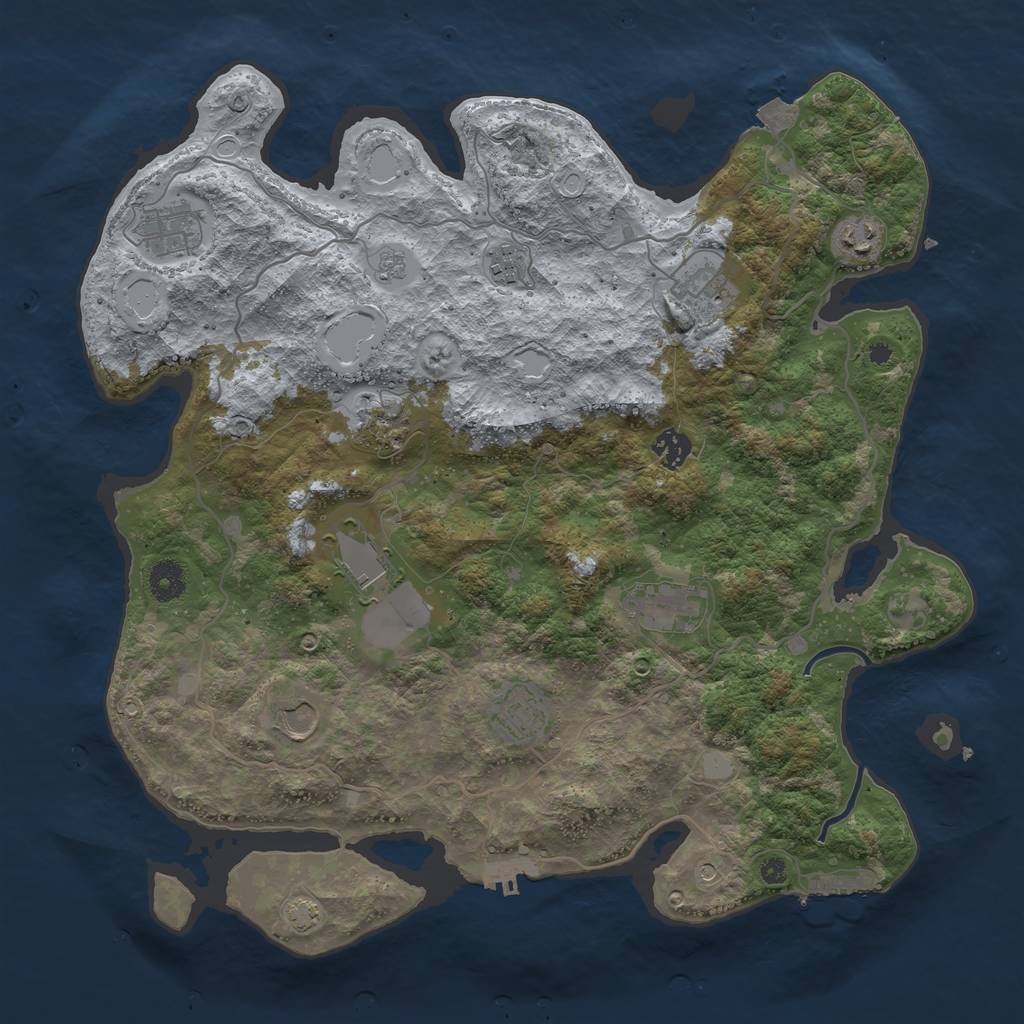 Rust Map: Procedural Map, Size: 4000, Seed: 123454321, 18 Monuments
