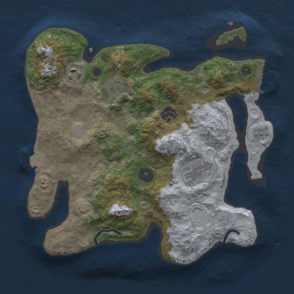 Rust Map: Procedural Map, Size: 3000, Seed: 2130015483, 12 Monuments