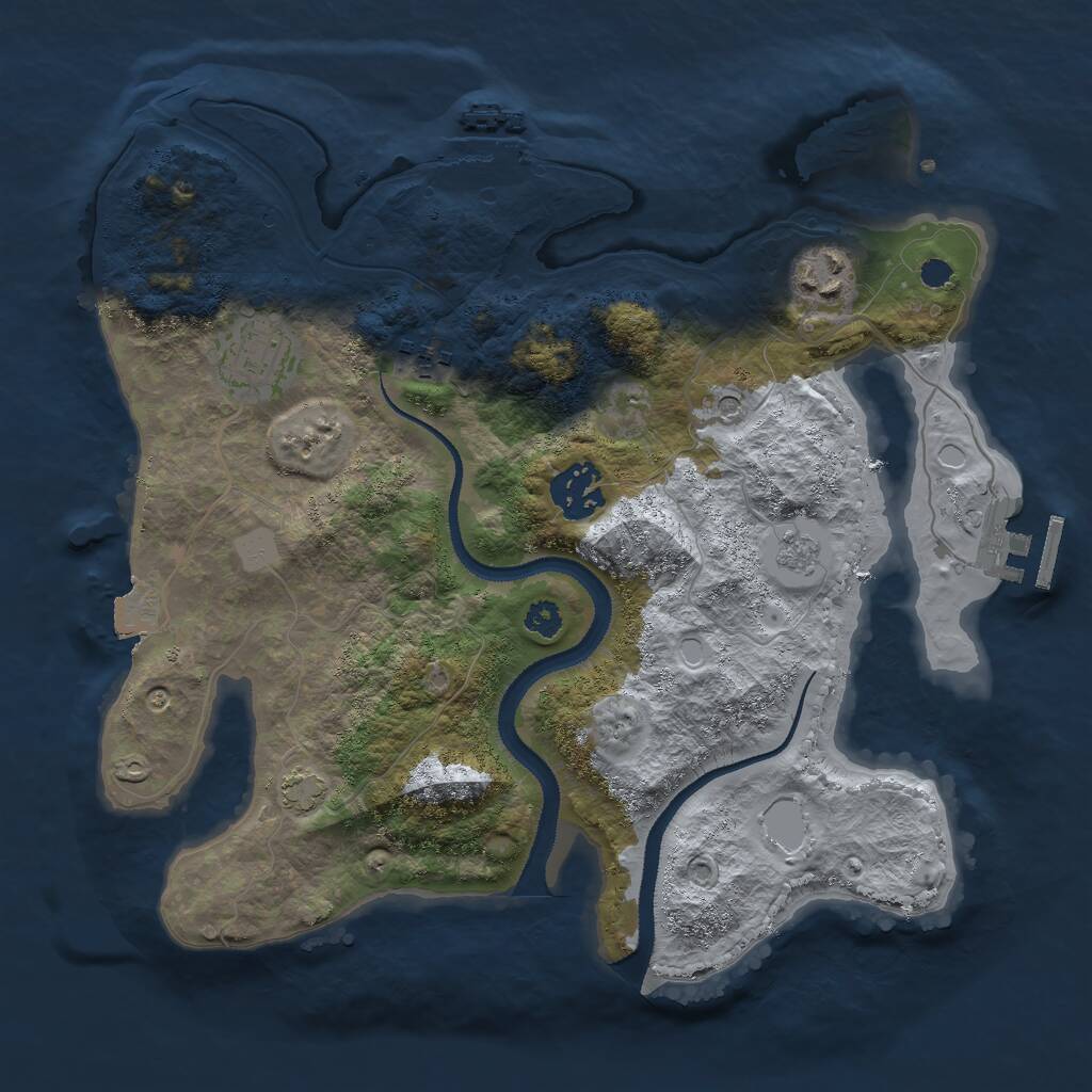 Rust Map: Procedural Map, Size: 3000, Seed: 2130015483, 10 Monuments
