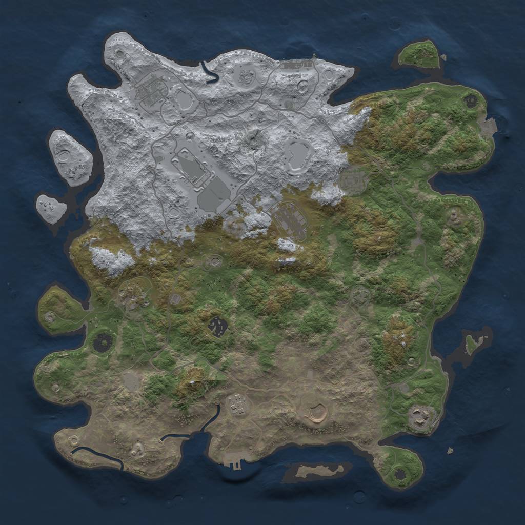 Rust Map: Procedural Map, Size: 4100, Seed: 648252, 17 Monuments